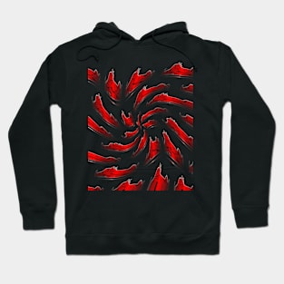 Red Forms Whirl Pattern Hoodie